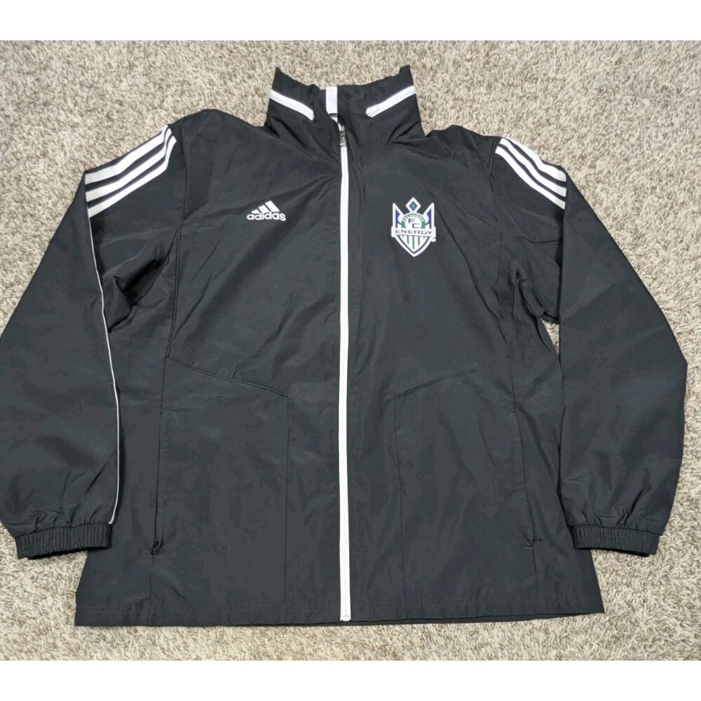 Adidas Oklahoma FC Energy Jacket Mens XL Black Full Zip Soccer Windbreaker Lined